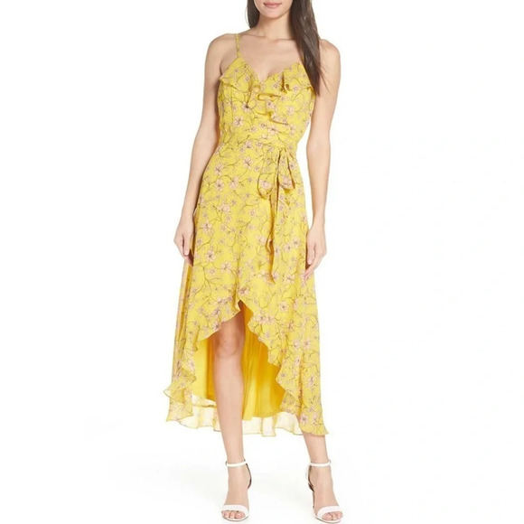 Avec Les Filles • Floral High/Low Wrap Midi Dress - Picture 1 of 6